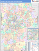 Kansas City Metro Area Digital Map Color Cast Style